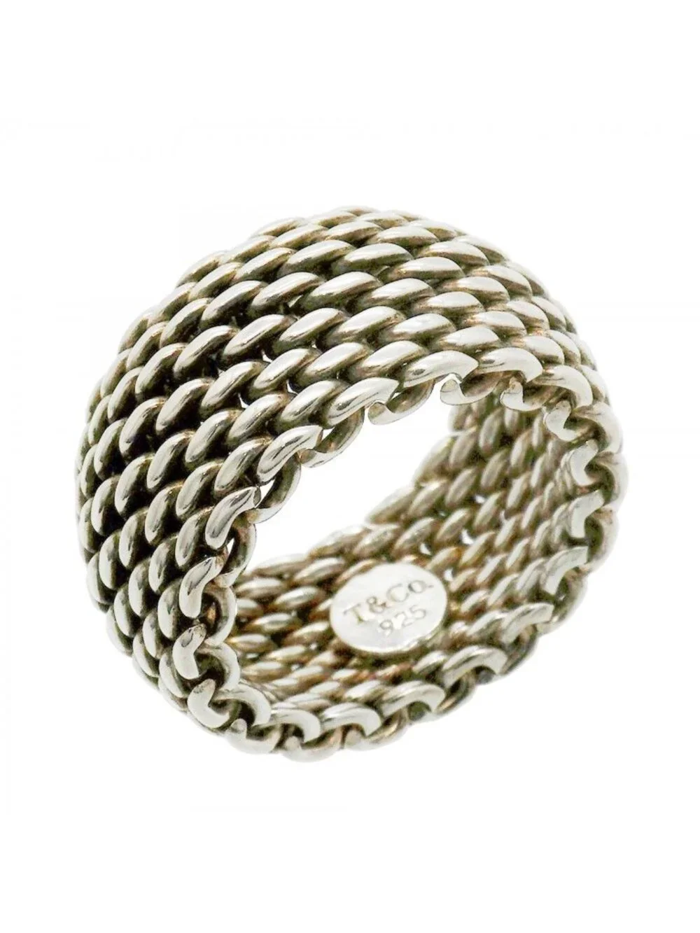 Tiffany & Co Ring Somerset Mesh 925 Sterling Silver - Picture 1 of 7